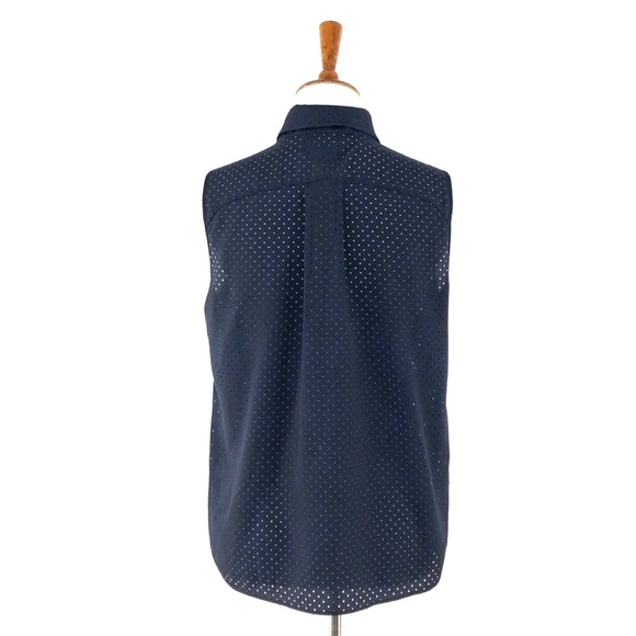 O’2nd Barneys Navy Perforated Sleeveless Blouse - Picture 4 of 6